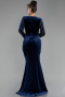 Robe de Soirée Longue Velours Bleu Marine ABU4282