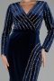 Robe de Soirée Longue Velours Bleu Marine ABU4282