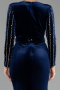 Robe de Soirée Longue Velours Bleu Marine ABU4282