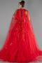 Robe De Fiançailles Grande Taille Longue Rouge ABU4291