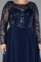 Robe de Soirée Grande Taille Longue Mousseline Bleu Marine ABU4312