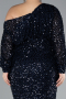 Robe De Fiançailles Grande Taille Longue Squameuse Bleu Marine ABU4313