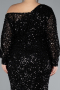 Robe De Fiançailles Grande Taille Longue Squameuse Noir ABU4313