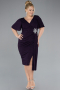 Robe De Invitation Grande Taille Midi Violet Foncé ABK2146