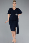 Robe De Invitation Grande Taille Midi Bleu Marine ABK2146