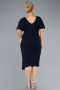 Robe De Invitation Grande Taille Midi Bleu Marine ABK2146