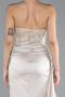 Robe De Soirée Satin Longue Beige ABU6141