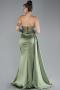 Robe De Soirée Satin Longue Kaki ABU6141