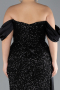Robe De Fiançailles Grande Taille Longue Squameuse Noir ABU4086