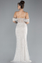 Robe de Soirée Longue Perlé Beige ABU4394