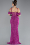 Robe de Soirée Longue Perlé Fushia ABU4394