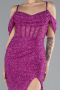 Robe de Soirée Longue Perlé Fushia ABU4394