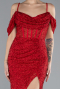 Robe de Soirée Longue Perlé Rouge ABU4394