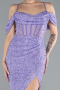 Robe de Soirée Longue Perlé Lilas ABU4394