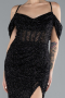Robe de Soirée Longue Perlé Noir ABU4394
