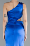 Robe de Soirée Longue Satin Bleu Saxe ABU4409