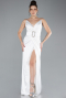 Robe De Soirée Satin Longue Blanc ABU2844