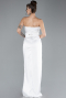 Robe De Soirée Satin Longue Blanc ABU2844