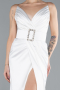 Robe De Soirée Satin Longue Blanc ABU2844