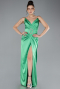 Robe De Soirée Satin Longue Vert ABU2844