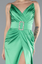 Robe De Soirée Satin Longue Vert ABU2844