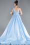 Robes De Soirée Grande Taille Longue Satin Bleu ABU4459