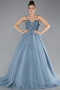 Robes De Soirée Grande Taille Longue Bleu Fumé ABU4465