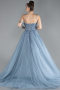 Robes De Soirée Grande Taille Longue Bleu Fumé ABU4465