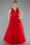 Robe De Fiançailles Grande Taille Longue Rouge ABU3719