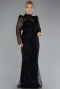 Robe De Fiançailles Grande Taille Longue Noir ABU4527