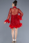 Robe de Cérémonie Courte Squameuse Rouge ABK2202