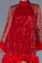 Robe de Cérémonie Courte Squameuse Rouge ABK2202