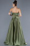 Robe de Soirée Longue Satin Kaki ABU4561