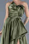 Robe de Soirée Longue Satin Kaki ABU4561