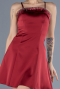 Robe de Cérémonie Courte Satin Rouge Bordeaux ABK2225