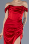 Robe de Soirée Longue Satin Rouge ABU4582