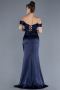 Robe de Soirée Longue Satin Bleu Marine ABU4582