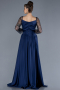 Robe de Soirée Longue Satin Bleu Marine ABU4583
