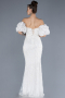 Robe de Soirée Longue Perlé Blanc ABU4616