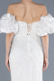 Robe de Soirée Longue Perlé Blanc ABU4616