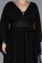 Robe de Soirée Grande Taille Longue Mousseline Noir ABU4638