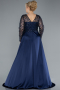 Robe De Mariée Grande Taille Longue Satin Bleu Marine ABU4639