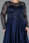 Robe De Mariée Grande Taille Longue Satin Bleu Marine ABU4639