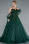 Robe De Fiançailles Grande Taille Longue Émeraude ABU3822