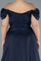 Robe de Soirée Grande Taille Longue Satin Bleu Marine ABU4576