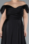 Robe de Soirée Grande Taille Longue Satin Noir ABU4576