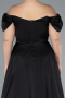 Robe de Soirée Grande Taille Longue Satin Noir ABU4576