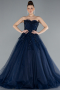 Robe De Fiançailles Grande Taille Longue Bleu Marine ABU4453