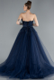 Robe De Fiançailles Grande Taille Longue Bleu Marine ABU4453