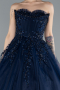 Robe De Fiançailles Grande Taille Longue Bleu Marine ABU4453